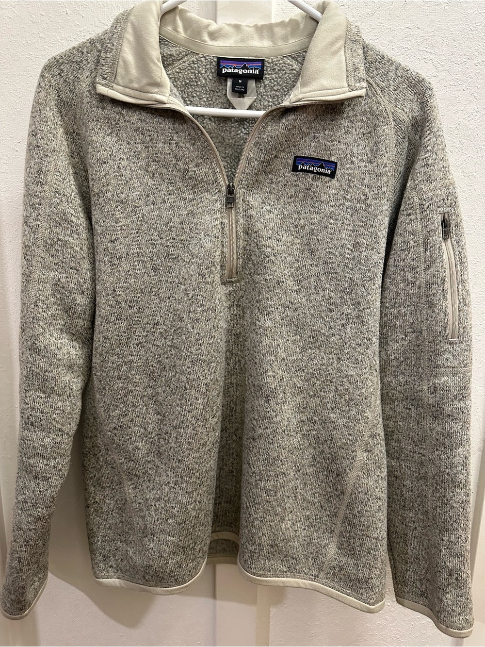 Patagonia Men's Heather Light Gray Quarter-Zip Sweater